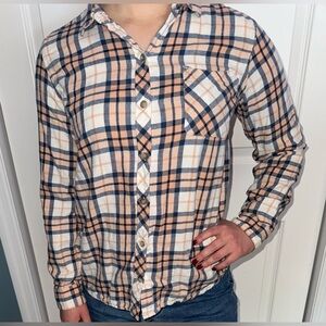 Eddie Bauer Women's Plaid Shirt - Cream, Black, Tan